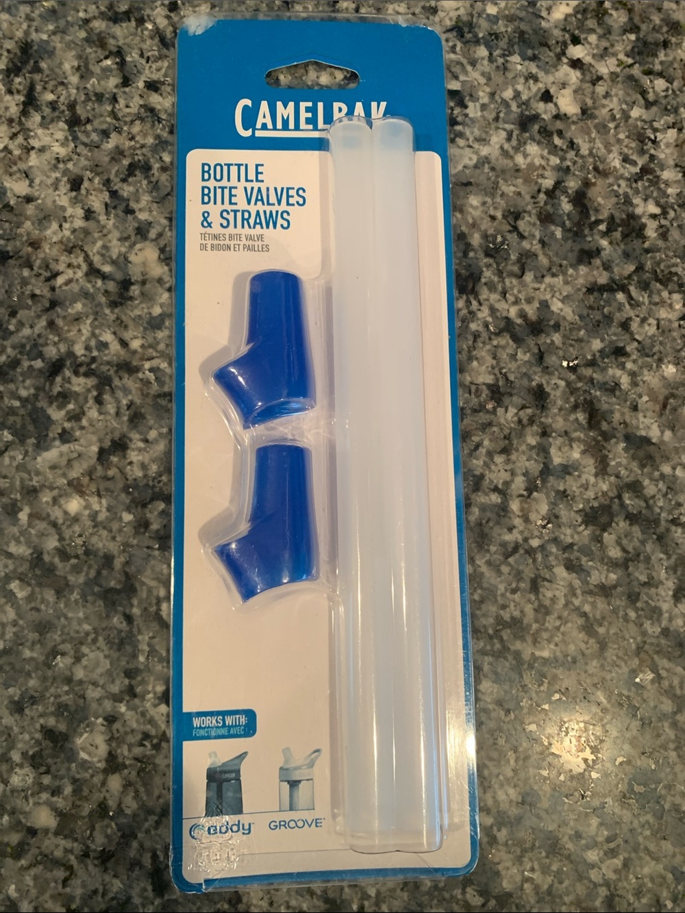 Camelbak Blue Bottle Bite Valves with Clear Replacement Straws - Eddy or Groove